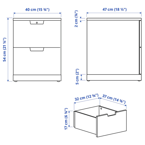 IKEA NORDLI Chest of 2 Drawers White Furniture Urban Sales